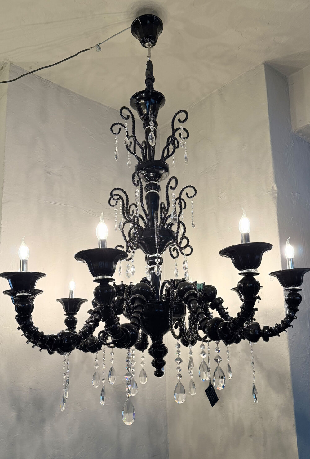 Designer Black Murano Rezzonico
